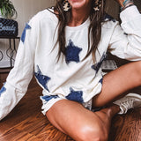 Bone Frayed Star Patch Shorts