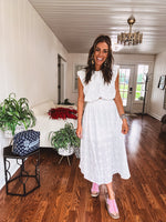 White Eyelet Bubble Hem Tank Blouse