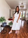 White Eyelet Detail Midi Skirt