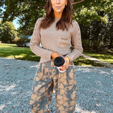 Mocha Raglan Rivet Woven Sweater