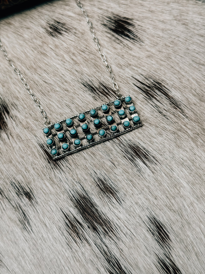 Turquoise Triple Row Bar Necklace