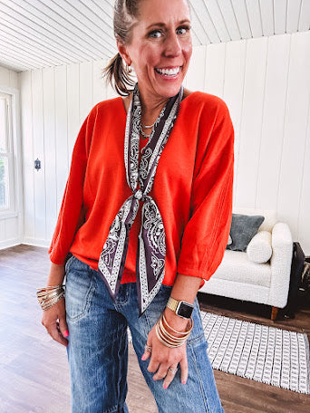 Oversized slim Twilly faux silk scarf.