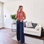 Soft comfort-stretch denim with an easy, flexible fit
Flattering mid-rise waist
Classic five-pocket design
Full-length wide-leg silhouette
Features a trouser-inspired front fold crease detail
Finished hem for a polished look
Dark wash denim
