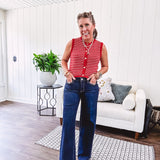 Soft comfort-stretch denim with an easy, flexible fit
Flattering mid-rise waist
Classic five-pocket design
Full-length wide-leg silhouette
Features a trouser-inspired front fold crease detail
Finished hem for a polished look
Dark wash denim