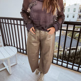 Gold Foil Barrel Pant
