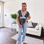Medium wash wide leg denim with a rigid front and stretchy back for ultimate comfort and style with zero distressing.
