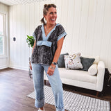 Medium wash wide leg denim with a rigid front and stretchy back for ultimate comfort and style with zero distressing.