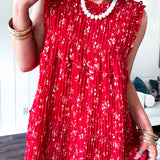 Boho Red Washed Print Dress