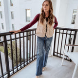 Taupe Heart Quilted Tie Vest