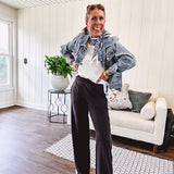 Buttery soft black lounge pants with white striping down the sides and elastic waist with pleated front.