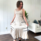 Taupe + Black Sweater Knit Tiered Dress