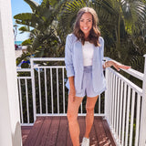 Cool Blue Stripe Blazer + Short Set | Sold as Separates