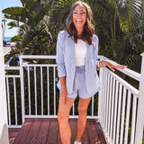 Cool Blue Stripe Blazer + Short Set | Sold as Separates