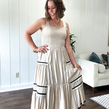 Taupe + Black Sweater Knit Tiered Dress