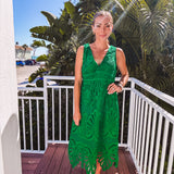 Emerald Elegance Scallop Lace Midi