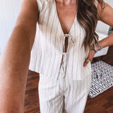 Natural Woven Stripe Pant with Pockets