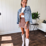 Uneven Hem Detail Denim Jacket | Mid Wash