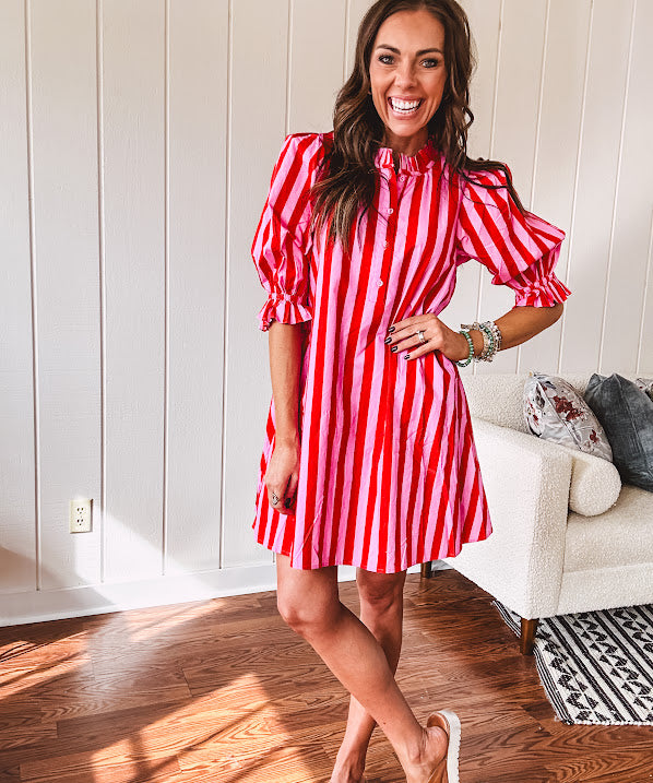 strapless open back dress This Is The Day Burgundy Red Striped Dress – Shop the Mint