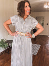 Stripe Button Down Midi Dress