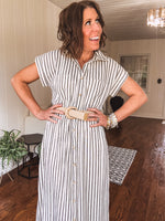 Stripe Button Down Midi Dress