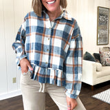 Harvest Time Plaid Ruffle Hem Shirt