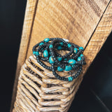MULTI STAND BLACK BEAD W/TURQ RONDELL BRACELET
