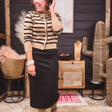 Stripe Round Neck Button Front Cardigan