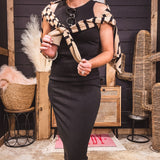 Black Round Neck Rib Bodycon Dress