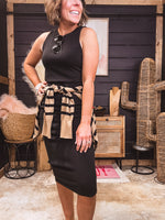 Black Round Neck Rib Bodycon Dress