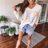 White Woven Beach Side Lightweight Sweater