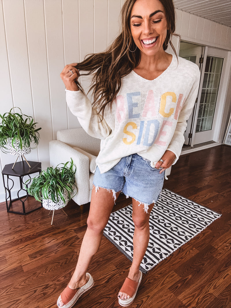 White Woven Beach Side Lightweight Sweater