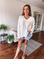White Woven Beach Side Lightweight Sweater