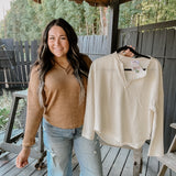 Oversize Rib Dolman Notch Neck L/S