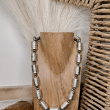 Diamond Etched Barrel + Disc Navajo Pearl Necklace