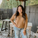 Oversize Rib Dolman Notch Neck L/S