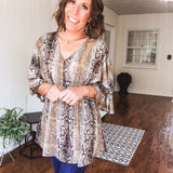 Mocha Snake Babydoll Top