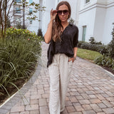 Ash Double Gauze Collared Smock Sleeve