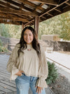 Natural Washed Lace Puff Sleeve Top