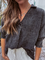 Ash Double Gauze Collared Smock Sleeve