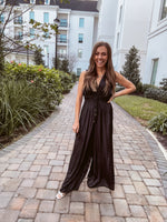She's So Chic Black V Neck Jumpsuit