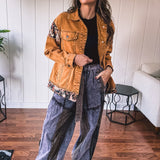 Rusty Mocha Moody Jacquard Floral Denim Jacket