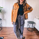 Black Boheme Mixed Fabric Jogger Pant