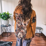 Rusty Mocha Moody Jacquard Floral Denim Jacket