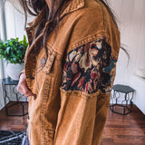 Rusty Mocha Moody Jacquard Floral Denim Jacket