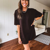 Black Loose Fit Washed Romper