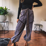 Black Boheme Mixed Fabric Jogger Pant