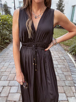 She's So Chic Black V Neck Jumpsuit