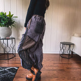 Black Boheme Mixed Fabric Jogger Pant