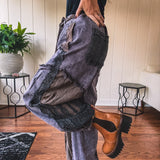 Black Boheme Mixed Fabric Jogger Pant