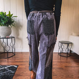 Black Boheme Mixed Fabric Jogger Pant